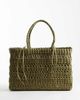 Mango Mango woven tote bag in khaki-Green - 1