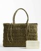 Mango Mango woven tote bag in khaki-Green - 2