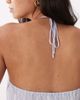 Mango Mango wrap detail sleeveless halterneck top with open back in baby blue - 4