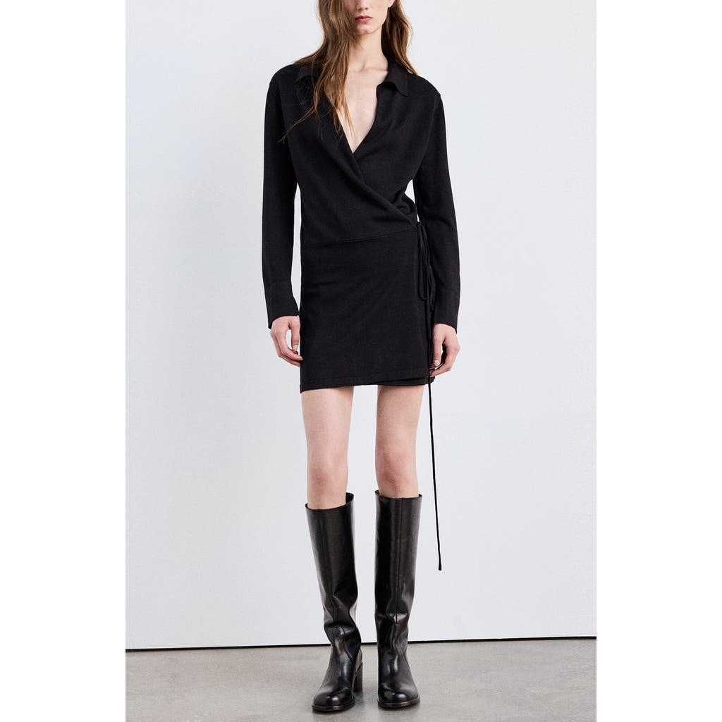 MANGO MANGO Wrap Long Sleeve Minidress
