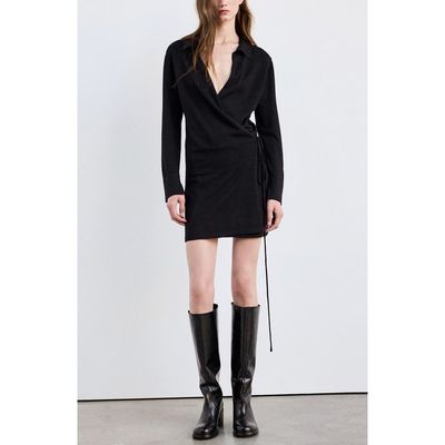 MANGO MANGO Wrap Long Sleeve Minidress