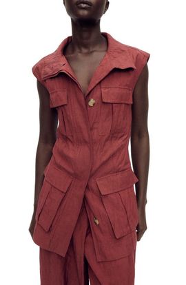 MANGO MANGO Wrinkle Effect Longline Vest
