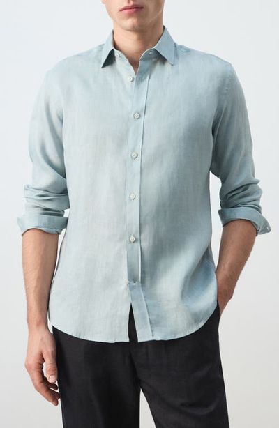 MANGO MANGO x Casper Ruud Regular Fit Linen Button-Up Shirt