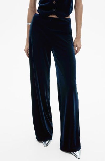 MANGO MANGO Xenphant Stretch Velvet Wide Leg Pants