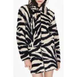 MANGO MANGO Zebra Print Faux Fur Jacket
