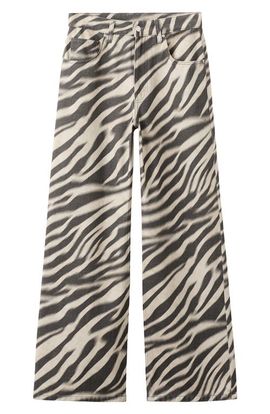 MANGO MANGO Zebra Print Straight Leg Jeans