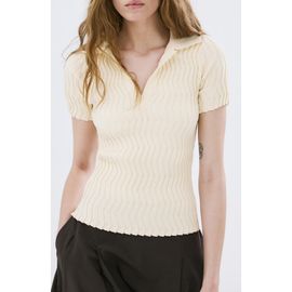 MANGO MANGO Zigzag Rib Polo Sweater