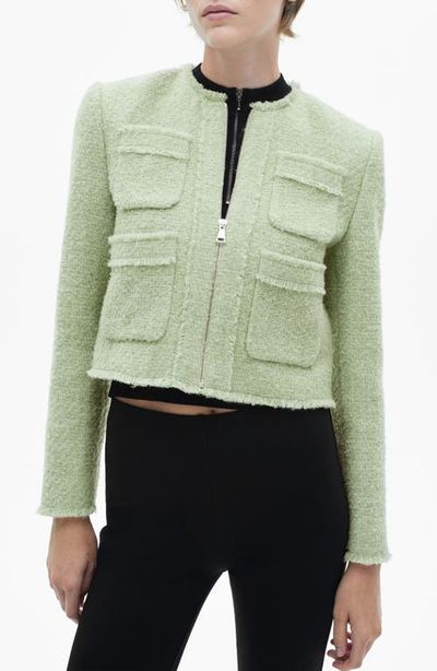 MANGO MANGO Zip-Up Tweed Jacket