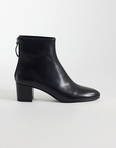 Mango Mango zip detail heeled ankle boots in black