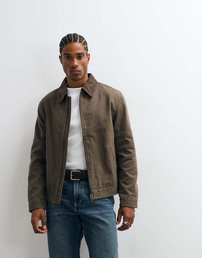 Mango Mango zip up jacket in brown
