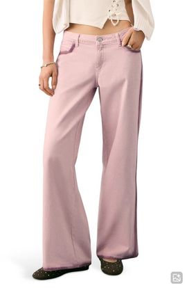 MANGO TEEN MANGO TEEN Contrast Trim Wide Leg Jeans