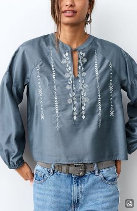 MANGO TEEN MANGO TEEN Embroidered Peasant Top