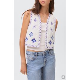 MANGO TEEN MANGO TEEN Embroidered Quilted Cotton Crop Vest