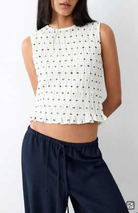 MANGO TEEN MANGO TEEN Embroidered Ruched Shell