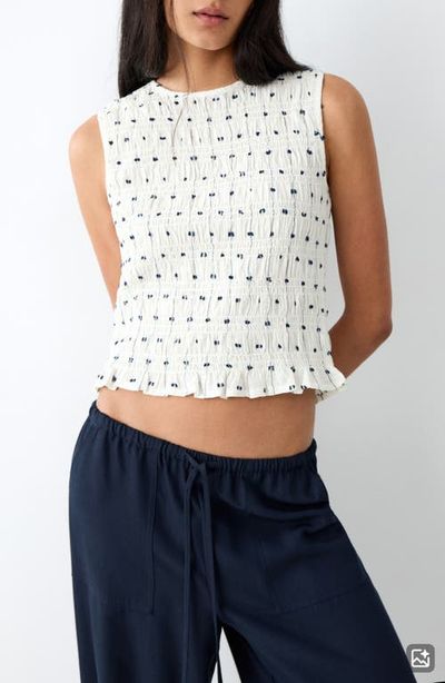 MANGO TEEN MANGO TEEN Embroidered Ruched Shell