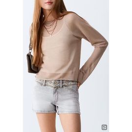 MANGO TEEN MANGO TEEN Embroidered Waist Denim Mini Shorts