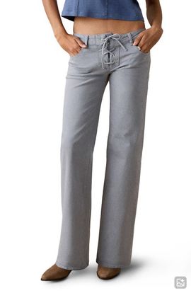 MANGO TEEN MANGO TEEN Lace-Up Low Rise Wide Leg Jeans