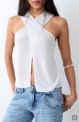MANGO TEEN MANGO TEEN Metallic Knit Sleeveless Top