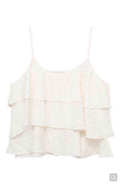 MANGO TEEN MANGO TEEN Metallic Stripe Ruffle Crop Top