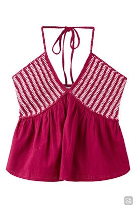 MANGO TEEN MANGO TEEN Mixed Media Cotton Crochet Halter Top