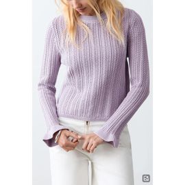 MANGO TEEN MANGO TEEN Open Stitch Ruffle Cuff Cotton Sweater