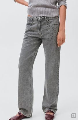 MANGO TEEN MANGO TEEN Rhinestone Straight Leg Jeans