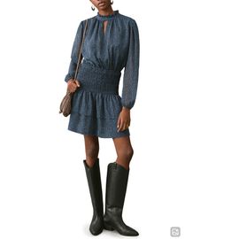 MANGO TEEN MANGO TEEN Ruffle Smocked Waist Long Sleeve Dress