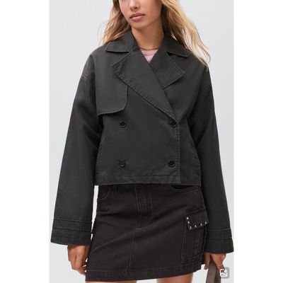 MANGO TEEN MANGO TEEN Short Wax Cotton Blend Trench Coat