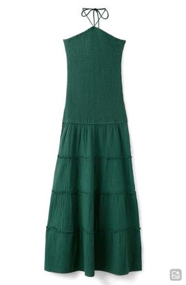 MANGO TEEN MANGO TEEN Smocked Cotton Gauze Halter Dress