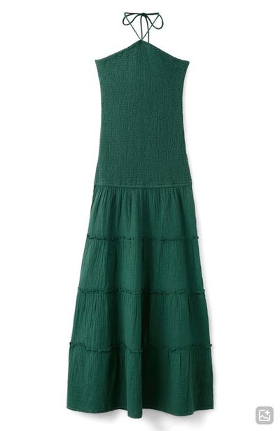 MANGO TEEN MANGO TEEN Smocked Cotton Gauze Halter Dress