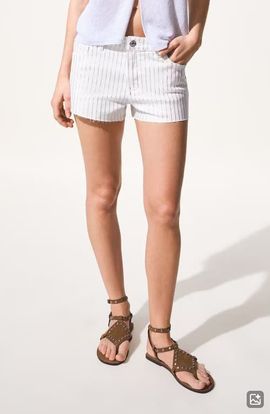 MANGO TEEN MANGO TEEN Striped Cutoff Denim Shorts