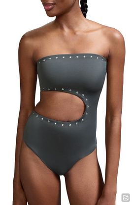 MANGO TEEN MANGO TEEN Studded Asymmetrical Cutout One Piece Swimsuit