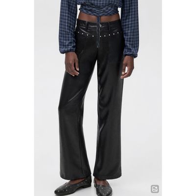 MANGO TEEN MANGO TEEN Studded Faux Leather Wide Leg Pants