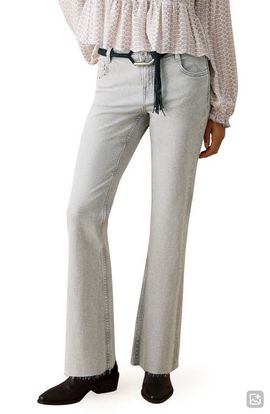 MANGO TEEN MANGO TEEN Studded Raw Hem Mid Rise Crop Flare Jeans