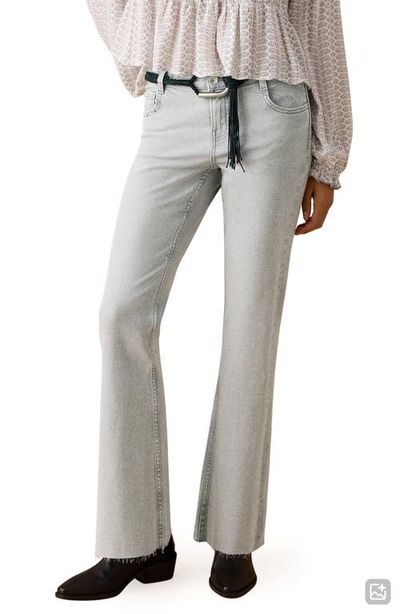 MANGO TEEN MANGO TEEN Studded Raw Hem Mid Rise Crop Flare Jeans