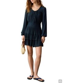 MANGO TEEN MANGO TEEN Tie Front Beaded Tiered Minidress