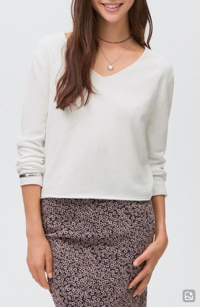 MANGO TEEN MANGO TEEN V-Neck Cotton Blend Sweater