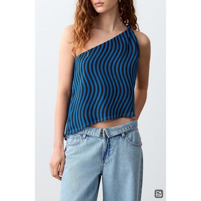 MANGO TEEN MANGO TEEN Wavy Stripe Asymmetrical Shell