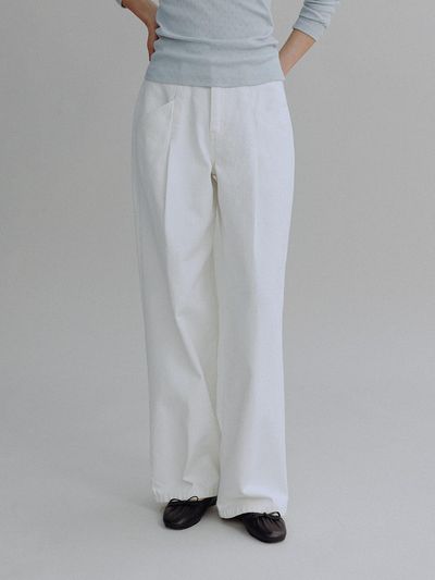 MangoManyPlease JETA PINTUCK JEANS [IVORY]