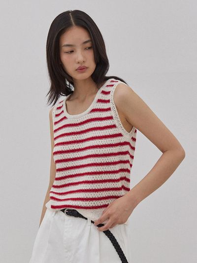 MangoManyPlease MARINE STRIPE KNIT SLEEVELESS (3colors)
