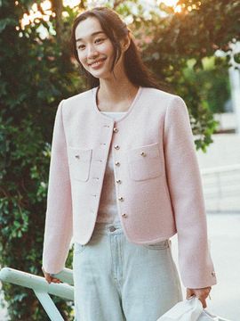 MangoManyPlease MOI TWEED JACKET [PINK]