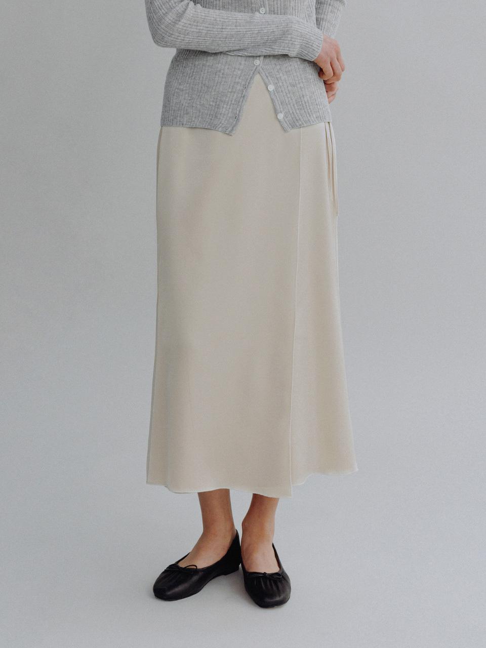 MangoManyPlease ROEN SATIN WRAP SKIRT [BEIGE]