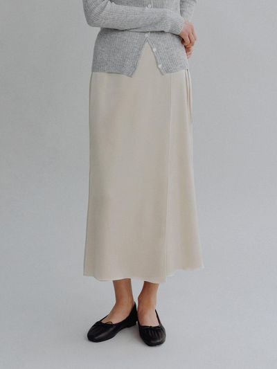 MangoManyPlease ROEN SATIN WRAP SKIRT [BEIGE]
