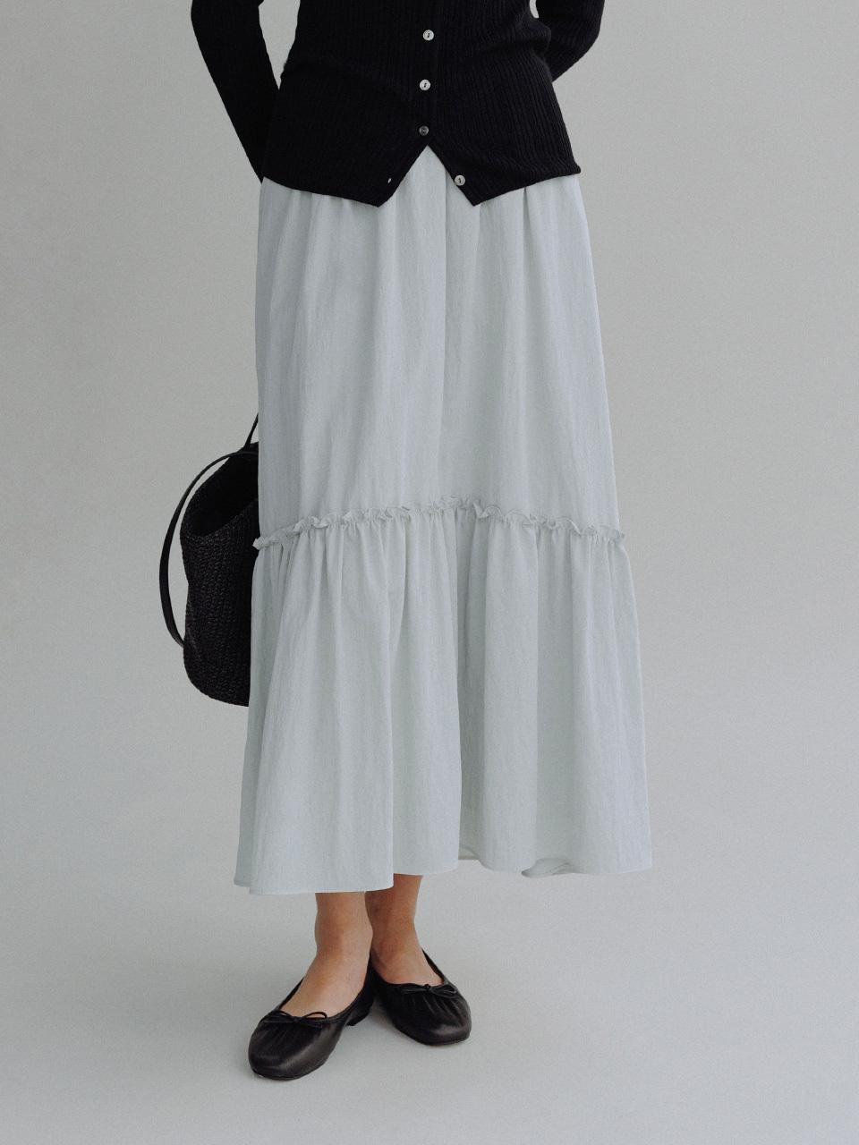MangoManyPlease RYLE SHIRRING SKIRT [MIST BLUE]