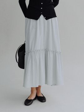 MangoManyPlease RYLE SHIRRING SKIRT [MIST BLUE]