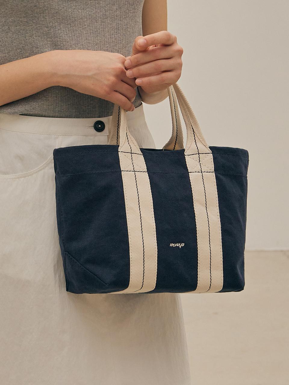 MangoManyPlease STITCH CANVAS BAG (S)_NAVY