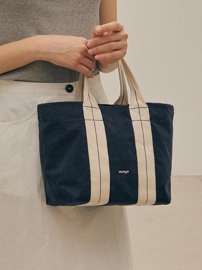 MangoManyPlease STITCH CANVAS BAG (S)_NAVY