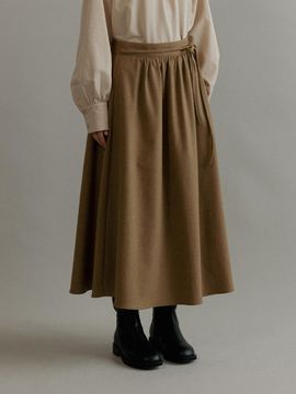MangoManyPlease Wool Blend Shirring Ankle Length Skirt