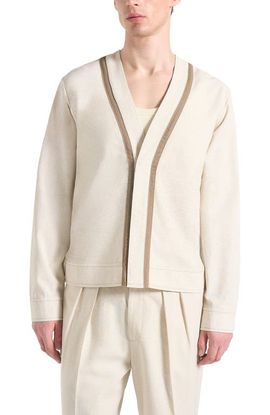 Manière De Voir Manière De Voir Alain Linen Cardigan with Contrast Placket