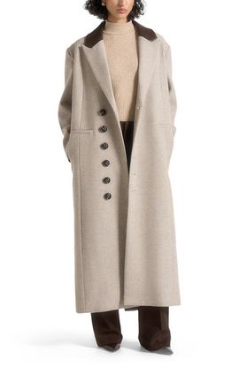Manière De Voir Manière De Voir Anissa Herringbone Wool Oversized Coat with Leather Belt